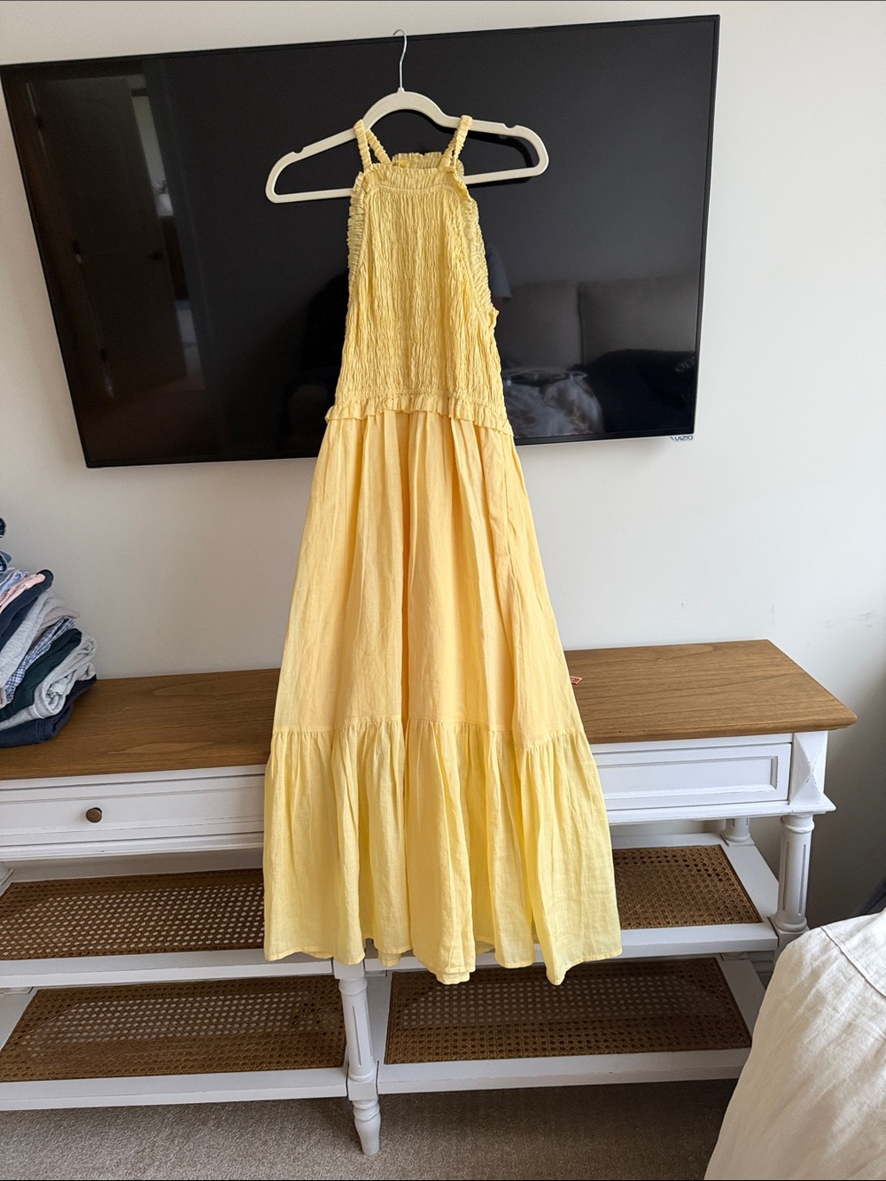 Sea New York Yellow Tiered Midi Dress